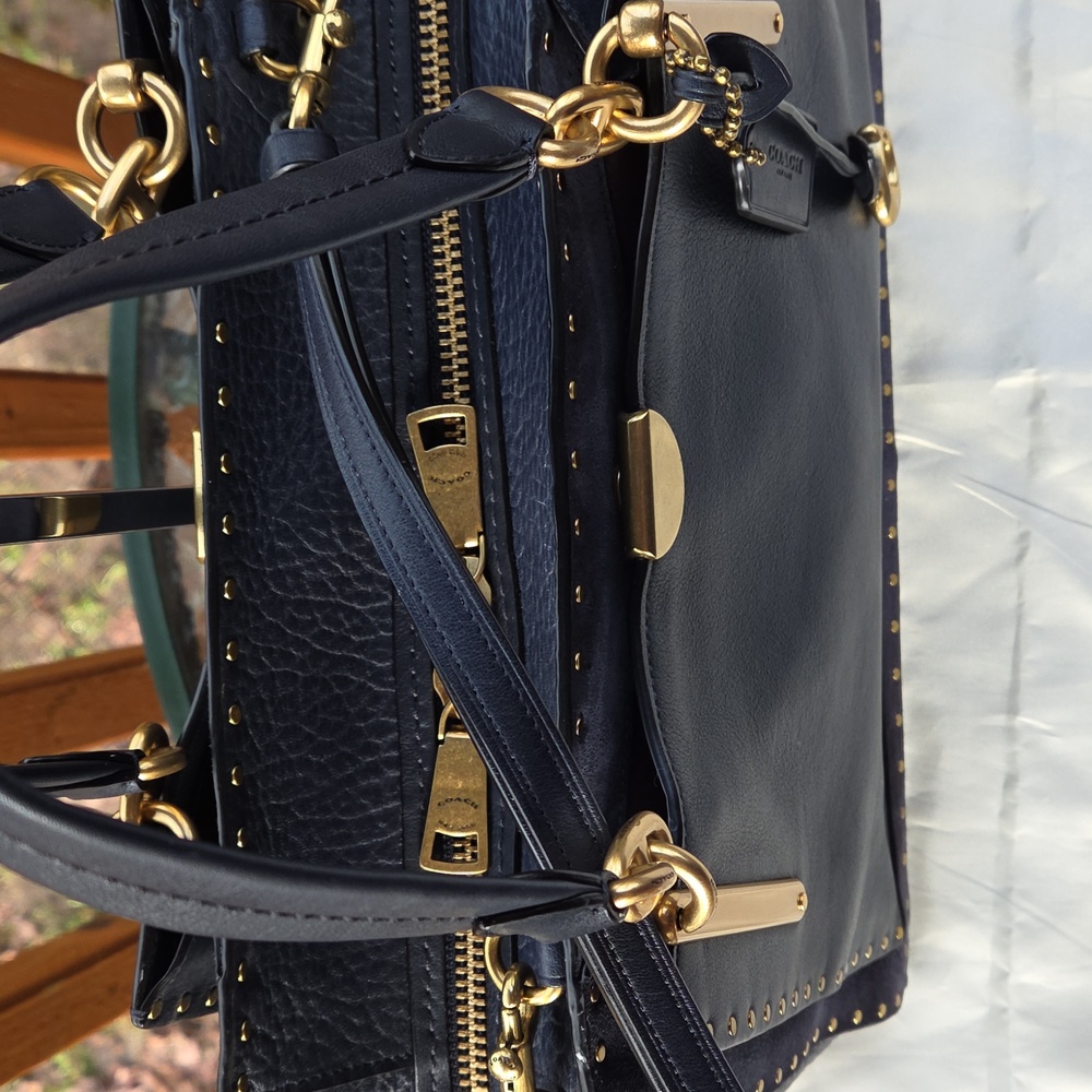 Navy Coach Studded Dreamer Satchel - Picture 3 of 8